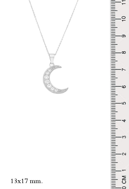 gargantilla de plata colgante media luna con circonitas foto medidas