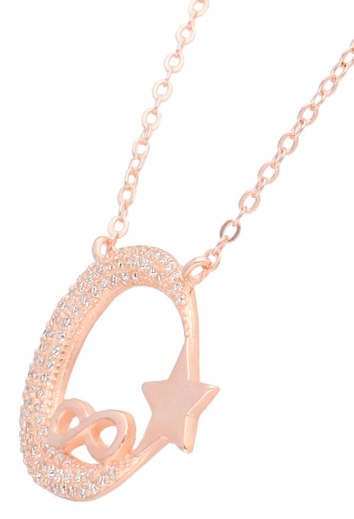 gargantilla plata chapada rose luna estrella e infinito fotografia lateral