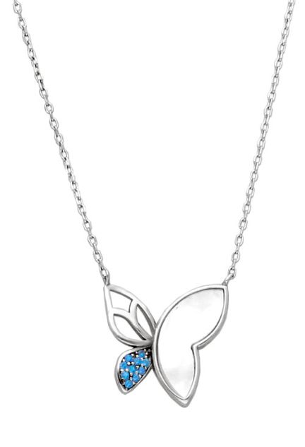 gargantilla plata mariposa nacar fotografia frontal para parrilla web de joyeria online