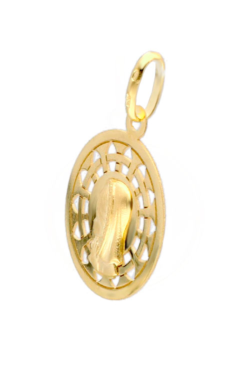 medalla oro 18k virgen niña foto oblicua para web joyeria online