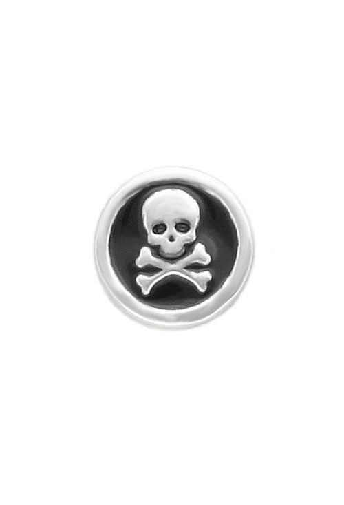 Pendiente plata y esmalte para hombre redondo con calavera-0