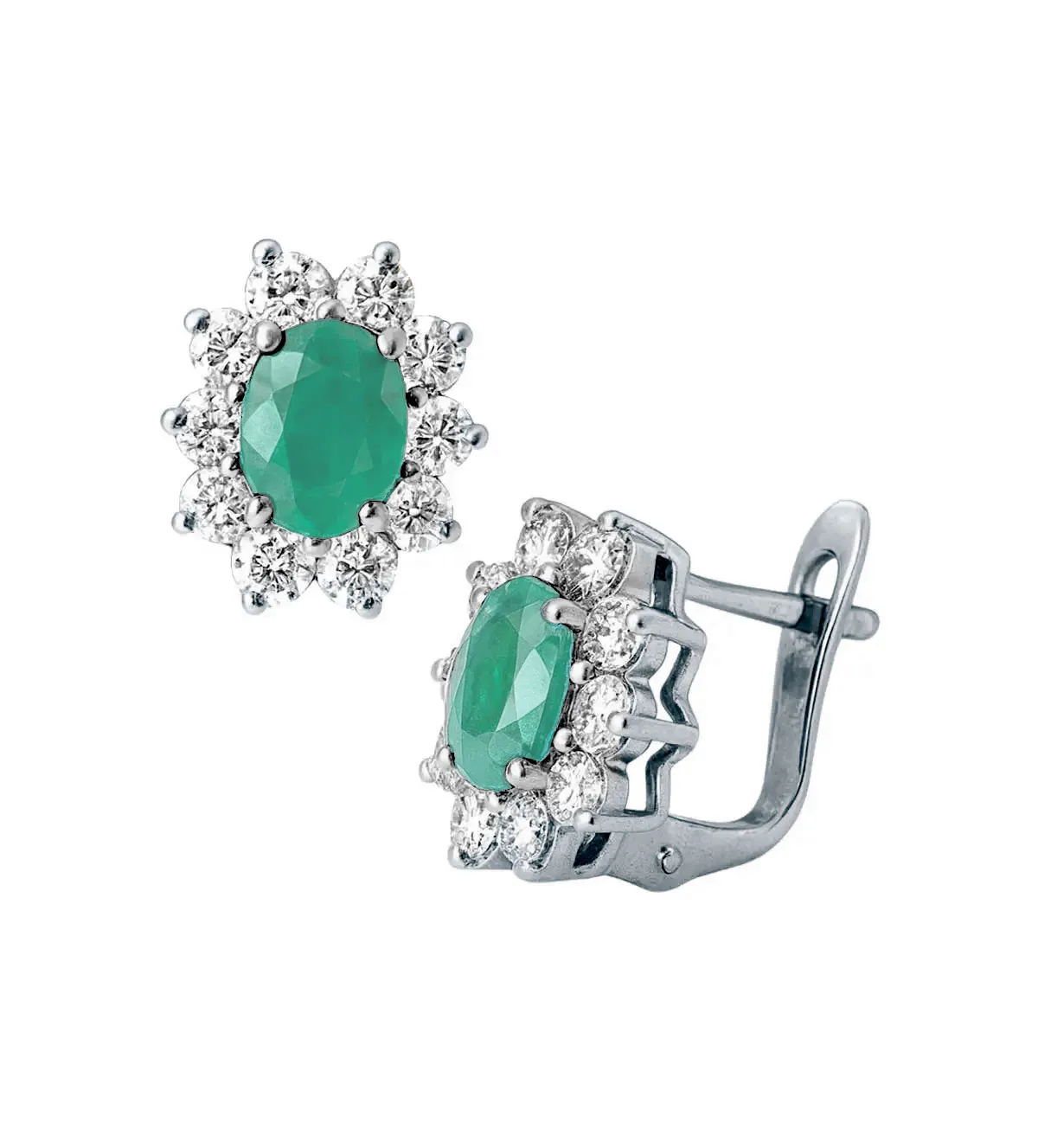 pendientes de oro blanco con esmeralda y circones 002_4468B-P-E