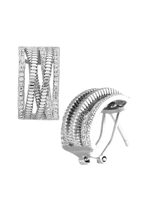 pendientes de plata con circonitas tiras cruzadas toma sistema omega para parrilla web el rubi joyeros