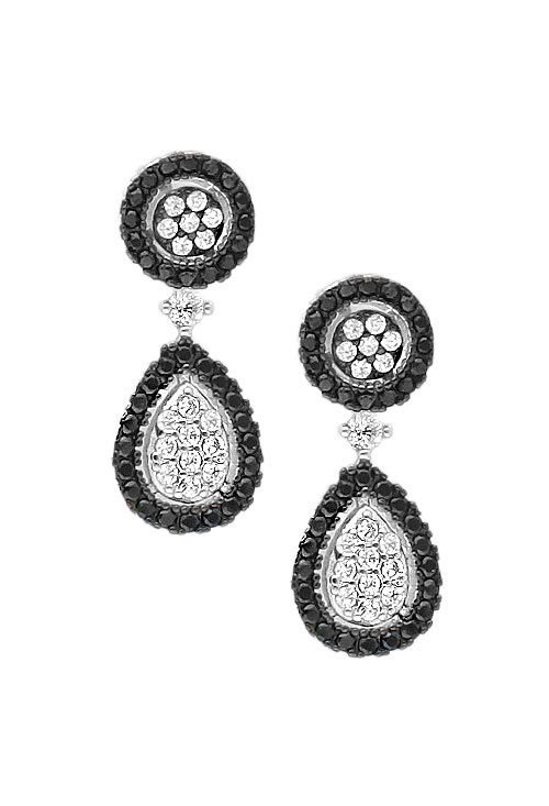 pendientes de plata largos desmontables 3 en 1 vista frontal completa para pagina web joyeria online