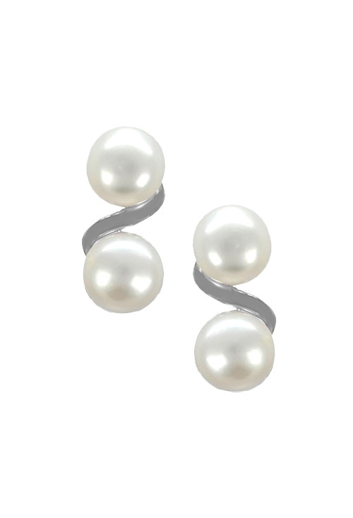pendientes plata con perlas cultivadas modelo tu y yo foto frontal