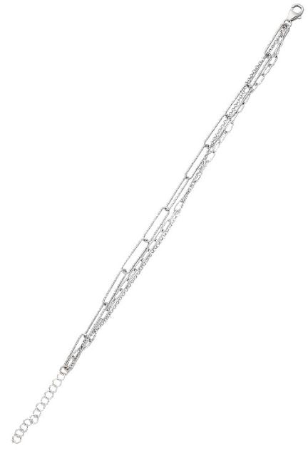 pulsera de plata para mujer formada por tres cadenas diferentes vista extendida para parrilla web