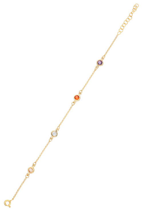 pulsera plata chapada con cuarzos de color vista extendida para web