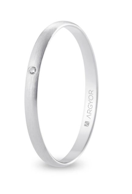 Alianza clásica oro blanco 9 Ktes diamante Argyor de 2.00 mm 9kB20RS1D