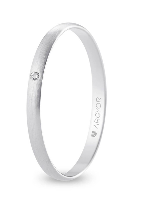 Alianza clásica oro blanco 9 Ktes diamante Argyor de 2.00 mm 9kB20RS1D