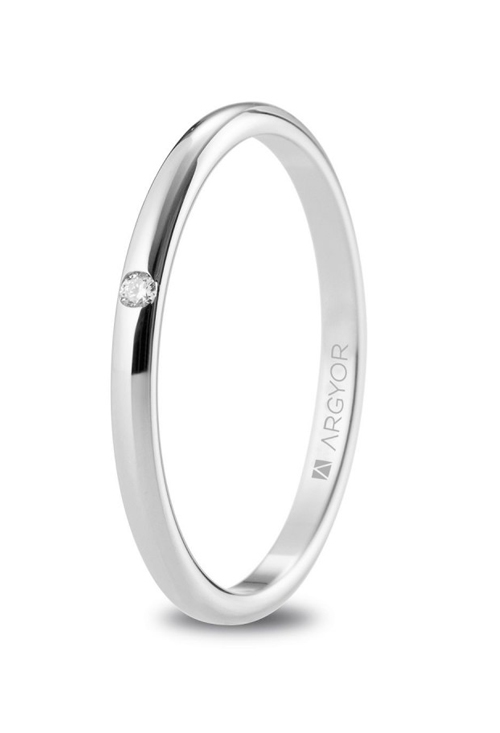 Alianza clásica oro blanco 18 Ktes media caña diamante Argyor de 1.8 mm 5B18529D