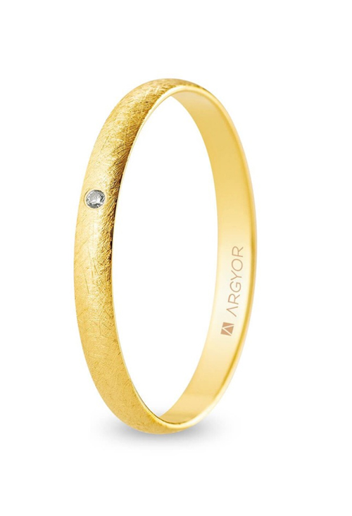 Alianza de oro de 9 ktes 2.5 mm acabado hielo media caña A25RH1D