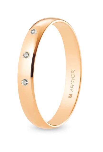 alianza de oro rosa con diamantes Argyor R35RP3D