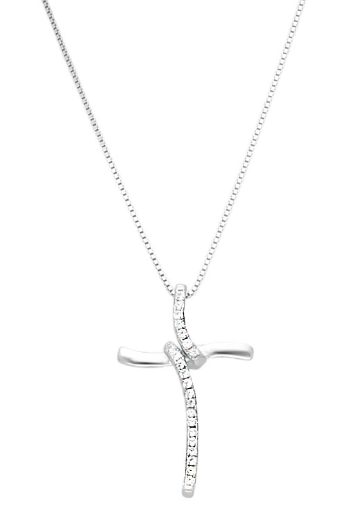 gargantilla plata motivo cruz con circonitas fotografia frontal para web el rubi joyeros