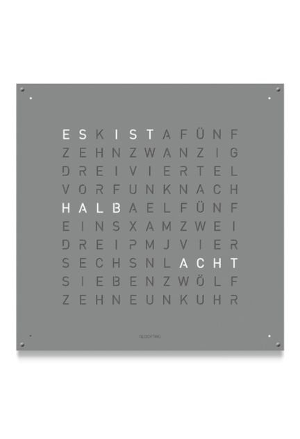 Qlocktwo Stainless Steel Gray pepper reloj pared grande 90x90 Cms