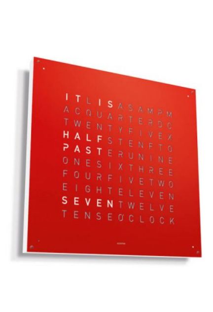 Qlocktwo Stainless Steel Red Pepper reloj pared grande 90x90 Cms principal