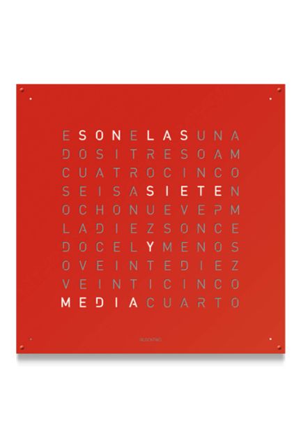 Qlocktwo Stainless Steel Red Pepper reloj pared grande 90x90 Cms