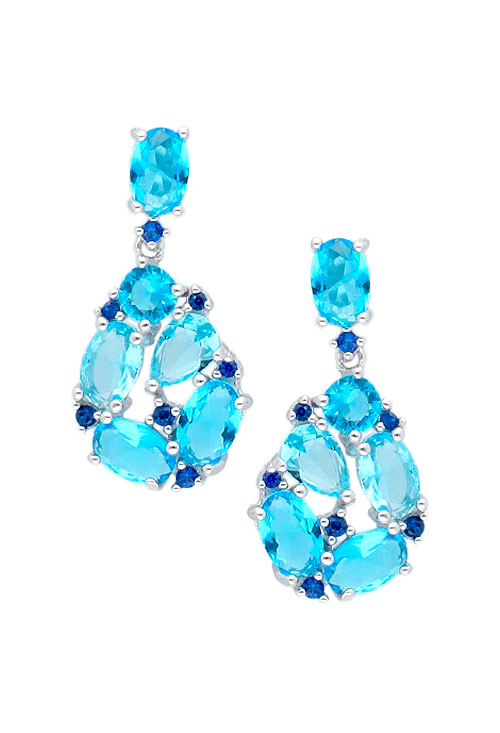 pendientes largos de plata con cristales checos vista principal para parrilla web