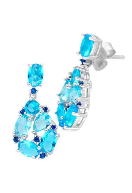 pendientes largos de plata con cristales checos vista lateral para parrilla web