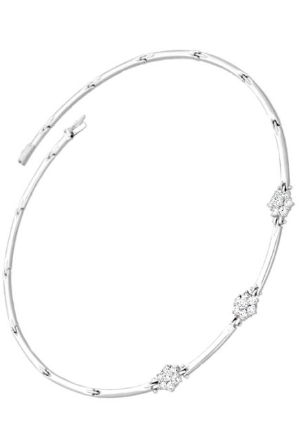 Gargantilla oro blanco de 18 ktes rígida con circonitas 037_G38920