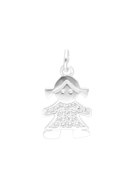 Colgante plata con circonitas silueta de niña 037_NINA-Z