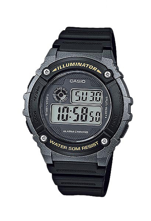 Reloj Casio retro Iluminator multifunción caja y correa resina verde y negro W-218H-3AVEF