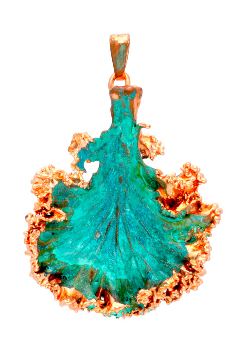 Colgante hoja natural de Lechuga Bañada en oro y cobre oxidado 270_LECHUGA-CR-5-5