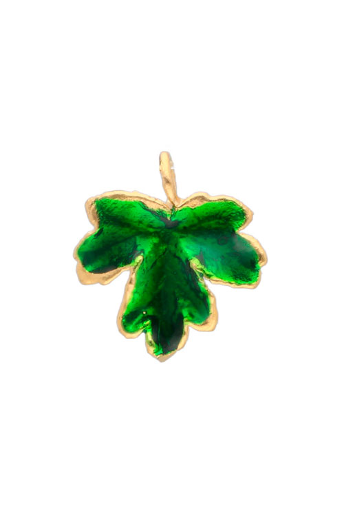 Colgante hoja natural de parra bañada en oro y esmalte verde 270_PARRA-A-3-3-EV
