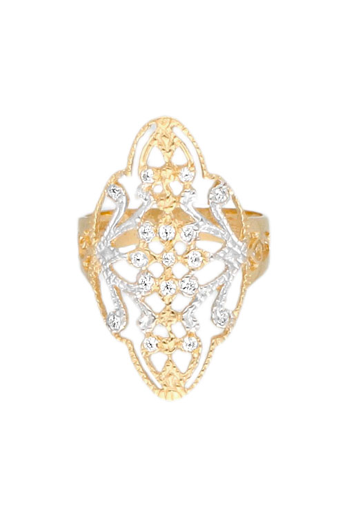Anillo oro amarillo 18 ktes lanzadera con circonitas fotografia frontal