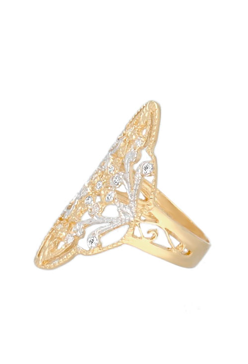anillo lanzadera oro bicolor 18k con circonitas toma lateral para joyeria online el rubi joyeros