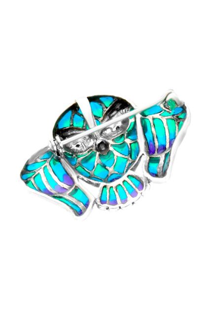 broche de plata lechuza esmaltada foto parte trasera para web el rubi joyeros