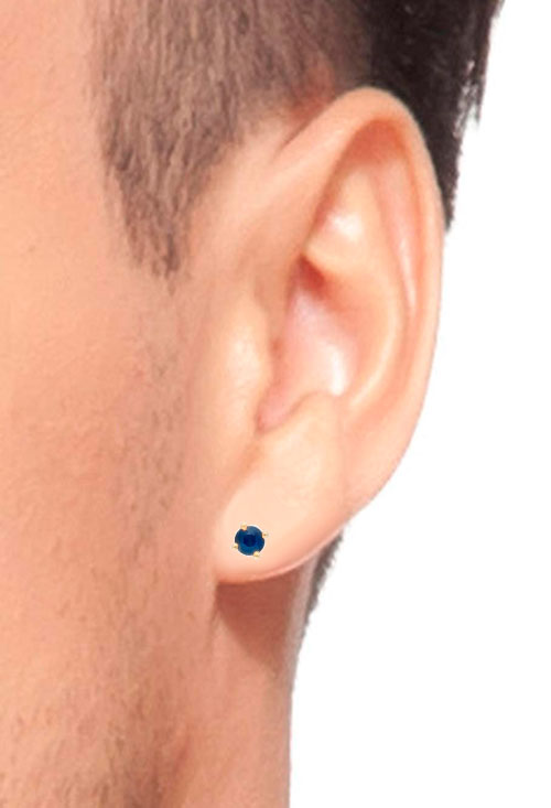 pendientes de oro amarillo 18k con zafiros finos foto modelo masculino para parrilla web el rubi joyeros