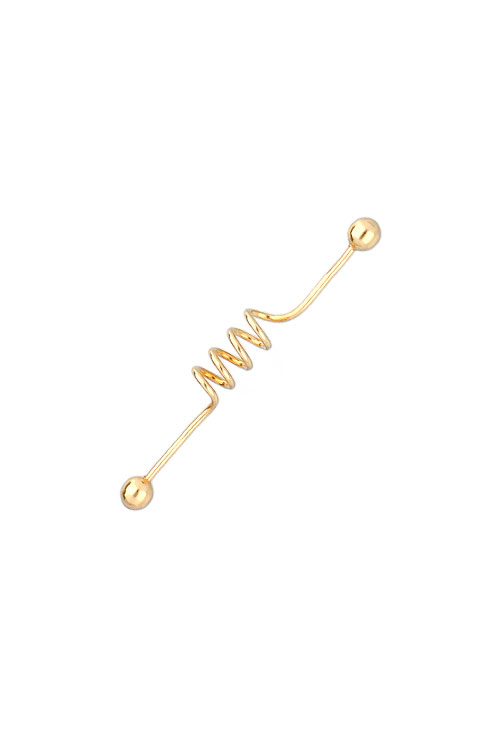 Piercing industrial oro 18k hilo con espiral