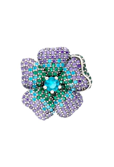 Colgante plata flor con piedras multicolor 037_FLOR-COLOR