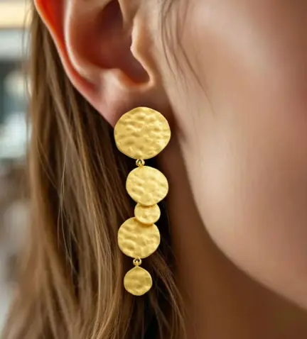 pendientes de plata chapada 5 discos 266_0110991-2-8 toma modelo mujer