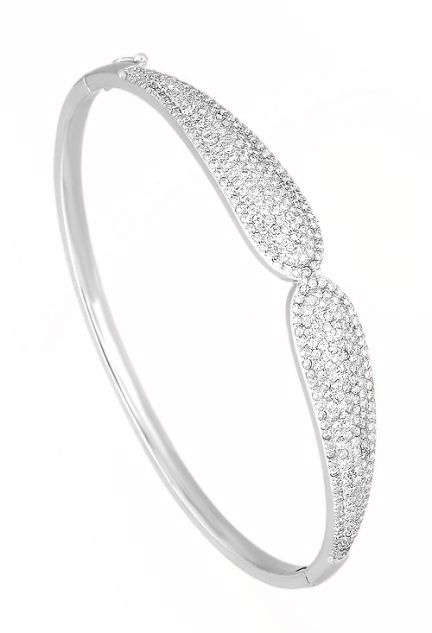 Pulsera de plata rígida con motivo cuajado de circonitas 291_PU62458