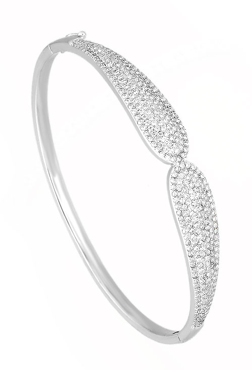 Pulsera de plata rígida con motivo cuajado de circonitas 291_PU62458