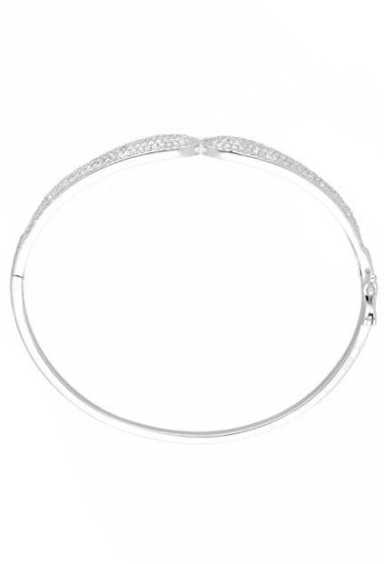 Pulsera de plata rígida con motivo cuajado de circonitas 291_PU62458 lado
