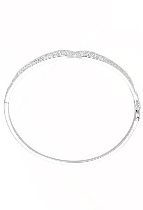 Pulsera de plata rígida con motivo cuajado de circonitas 291_PU62458 lado