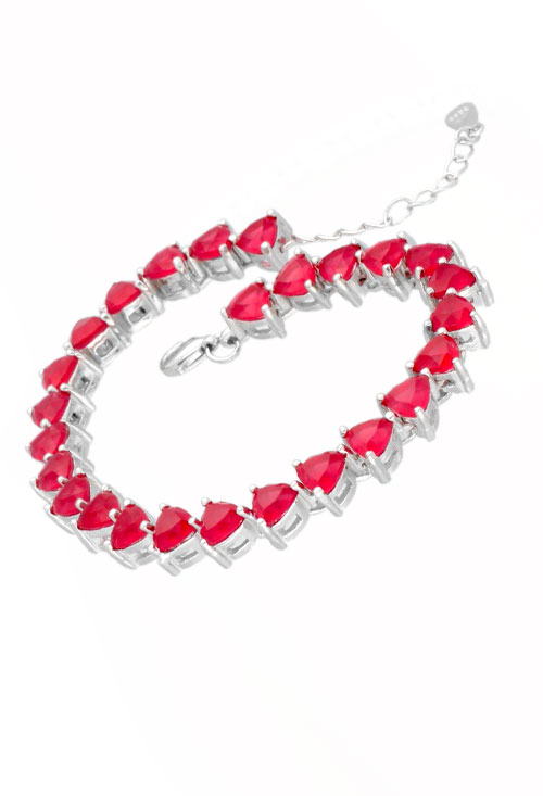 Pulsera de plata con piedras color rojo tipo Riviere 291_PU63103-R