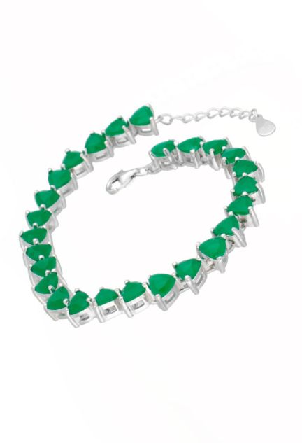 Pulsera de plata con piedras color verde tipo Riviere 291_PU63103-V