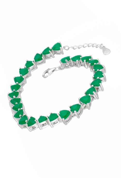 Pulsera de plata con piedras color verde tipo Riviere 291_PU63103-V