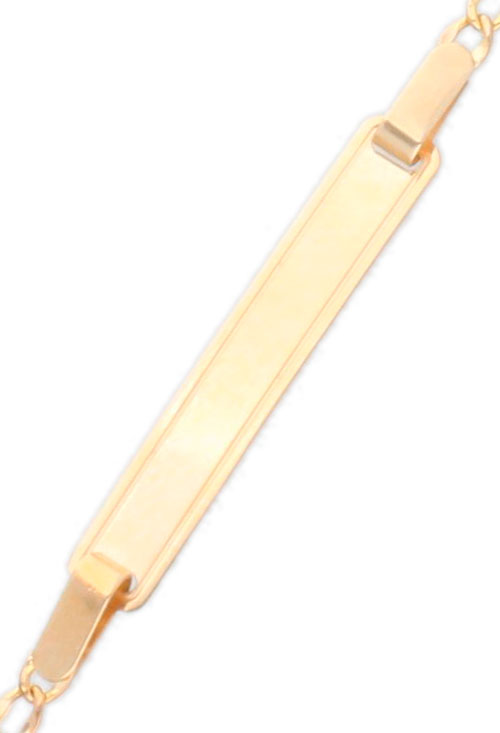 Pulsera de oro 9 Ktes con chapa para bebé 296_9K6557 chapa para grabar