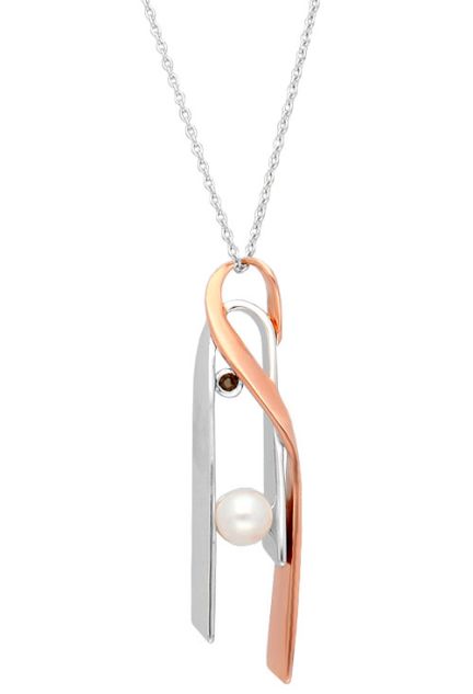 Gargantilla de plata con perla y cuarzo fumé 313_5929