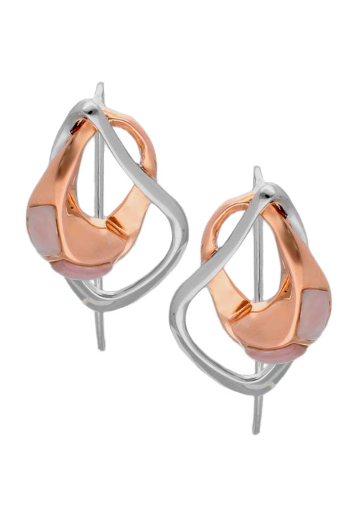 Pendientes en plata bicolor con madreperla 313_60865