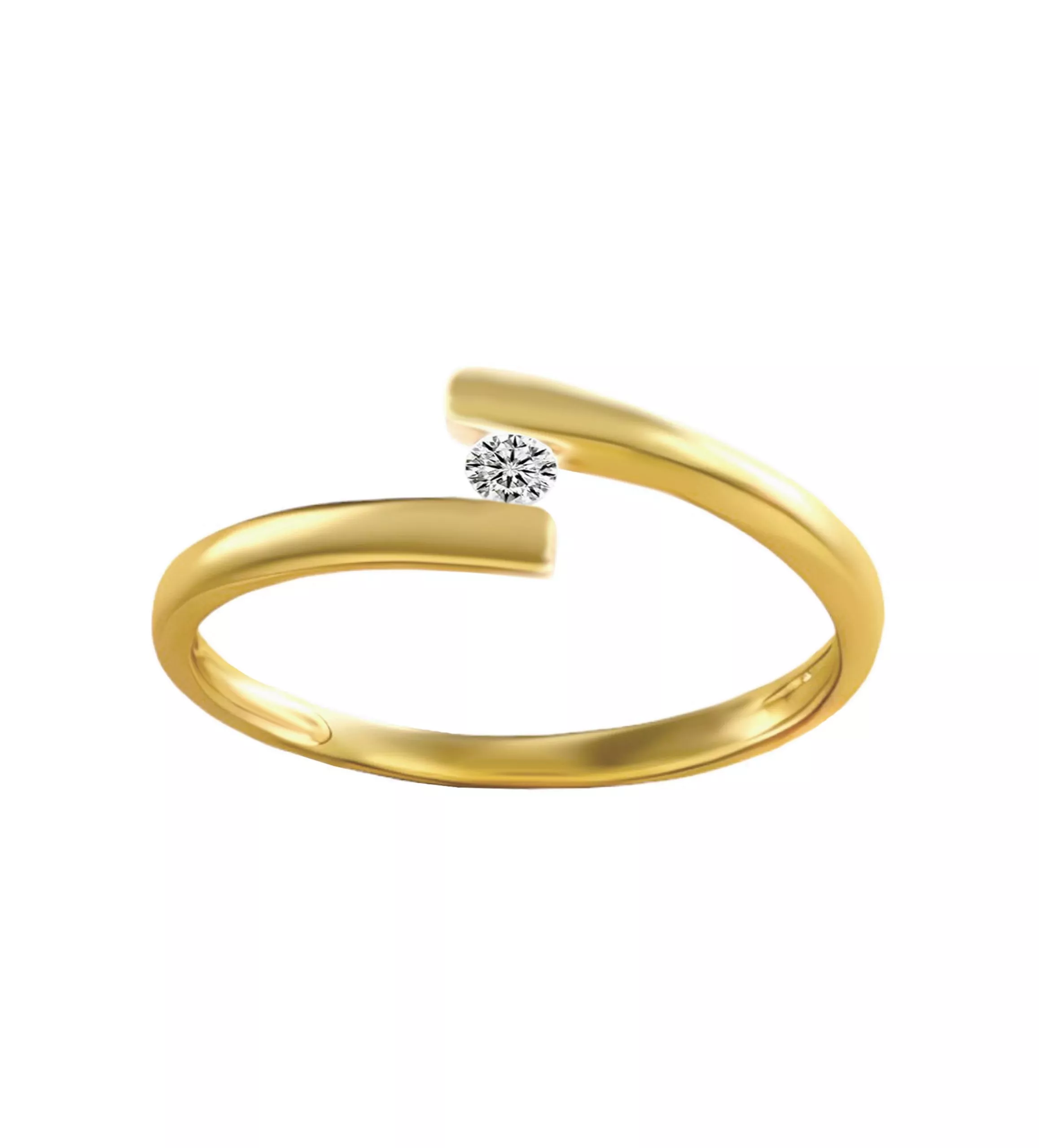 anillo de compromiso oro amarillo 18 ktes con brillante brazo tu y yo