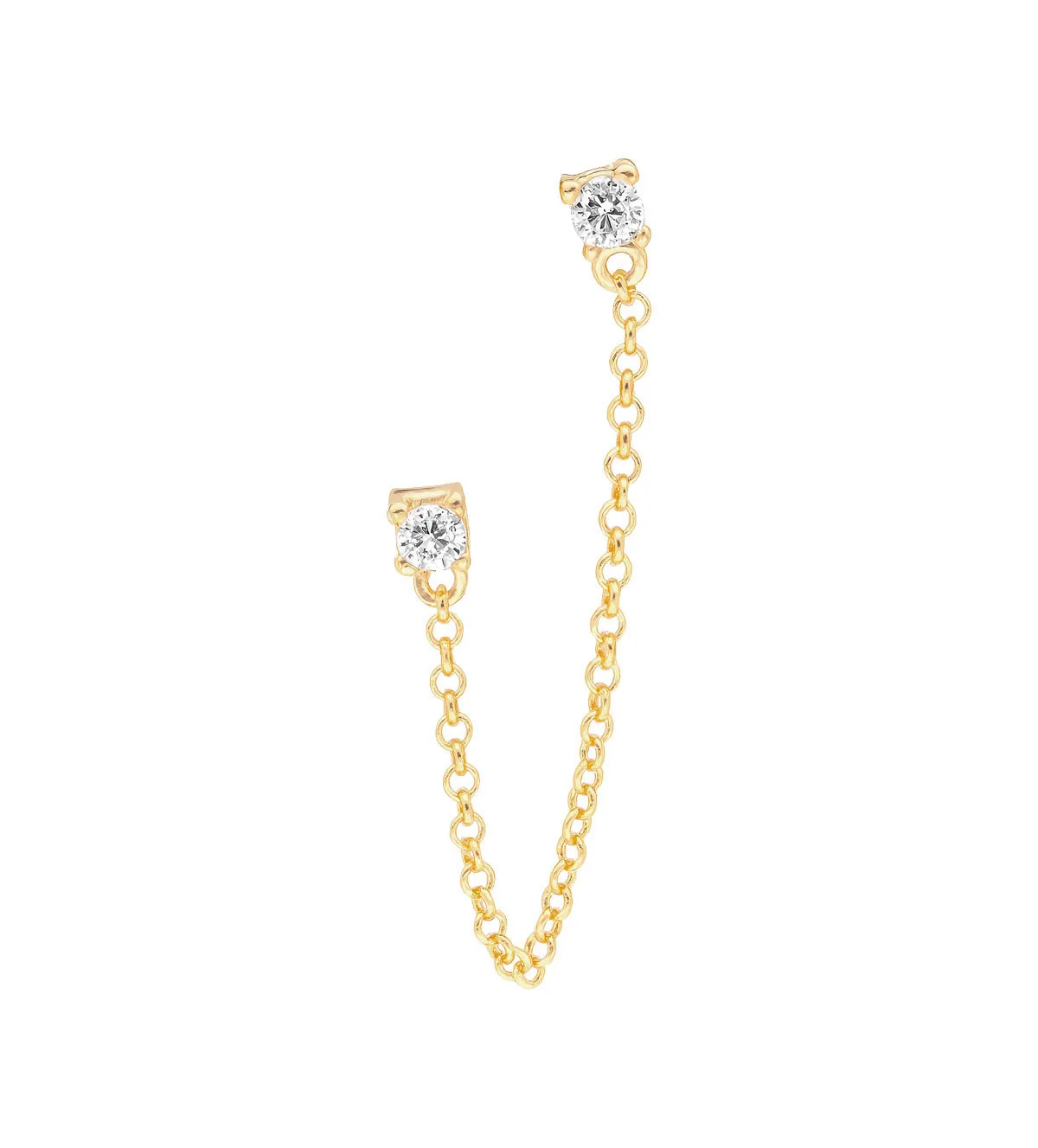 Pendiente de plata chapada dobles con cadena modelo Twin 266_018944-2-1