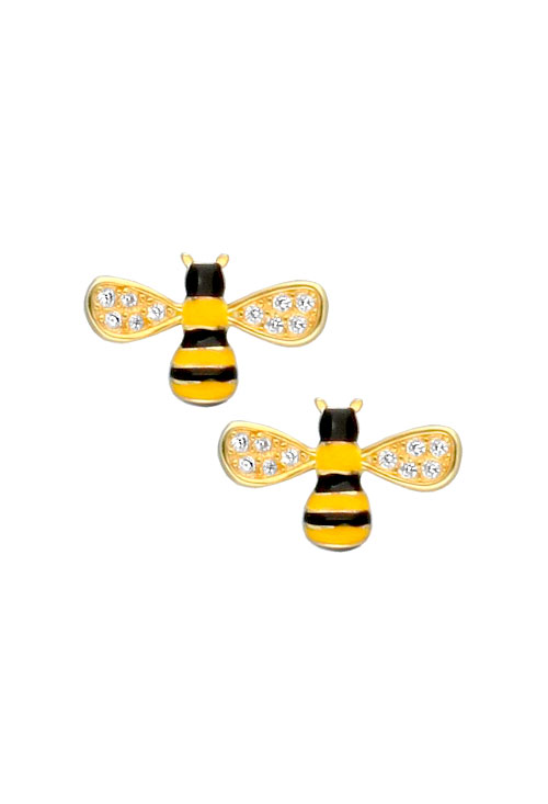 Pendientes plata ley para niña abejas con circonitas 295_PPBR37497