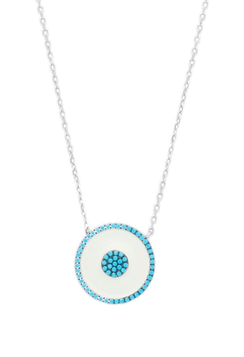 Gargantilla plata motivo circular con esmalte y piedras azules 295_PVOL73848