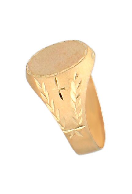 Anillo de oro 9 kilates tipo sello para hombre 296_9KST025 lateral motivos