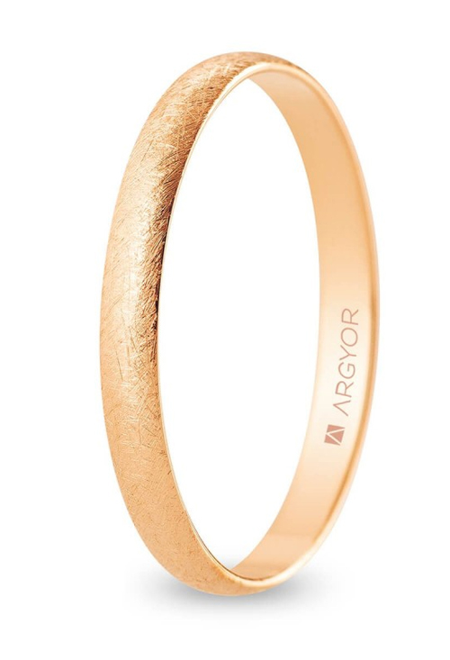 Alianza boda oro rosa 18K 2.5 mm, efecto hielo R25RH00